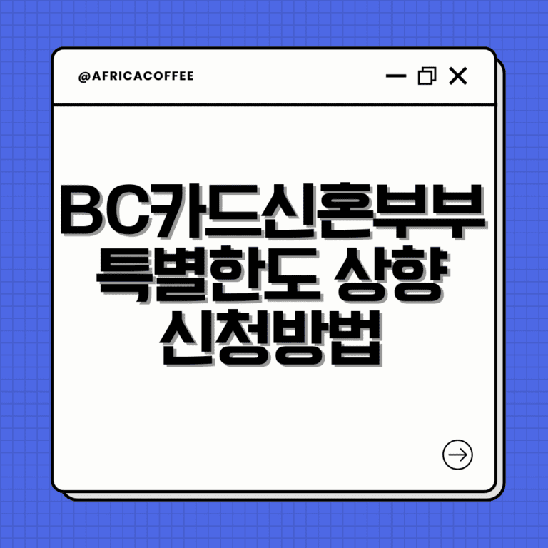 BC카드 신혼부부 특별한도 상향 신청방법