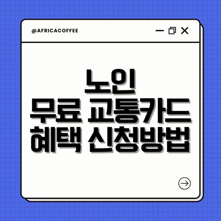 노인 무료 교통카드 혜택 신청방법