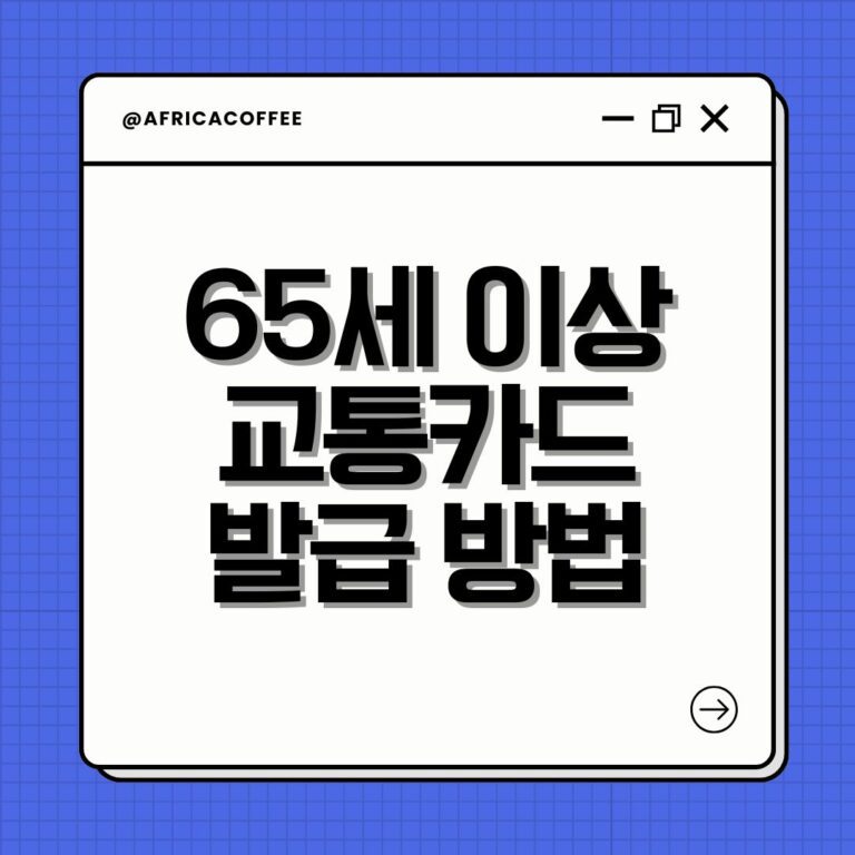 65세 이상 교통카드 발급 방법