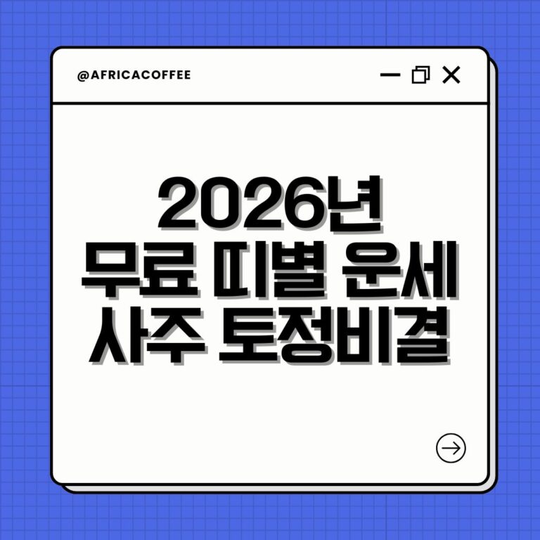 2026년 무료 띠별 운세 사주 토정비결